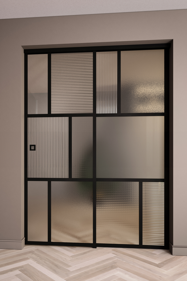 Sliding door with soft closing mechanism and fixed wall Blak 87B Mozaic