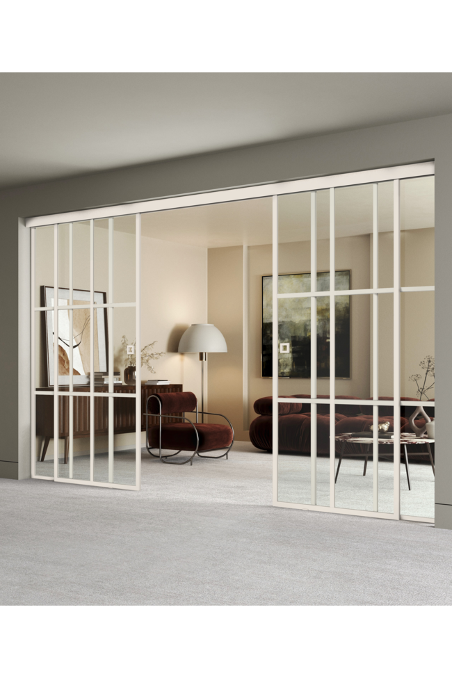 Double sliding doors with soft closing mechanism and 2 fixed walls Inne C4P Paris