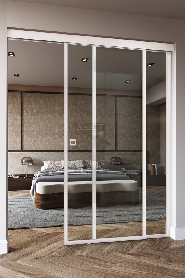 Sliding door with soft closing mechanism and fixed wall Inne C5N New York