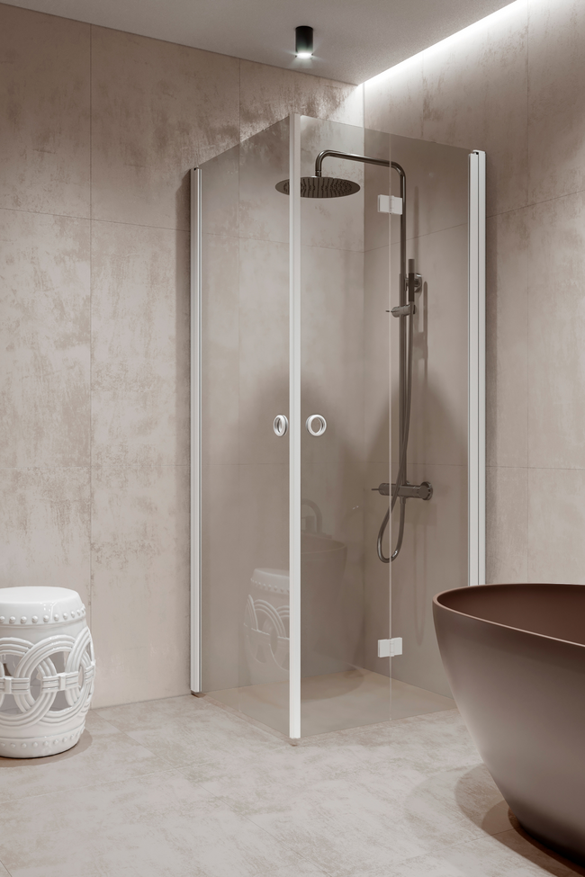 Shower enclosure with a hinged door and a folding door Forma 373