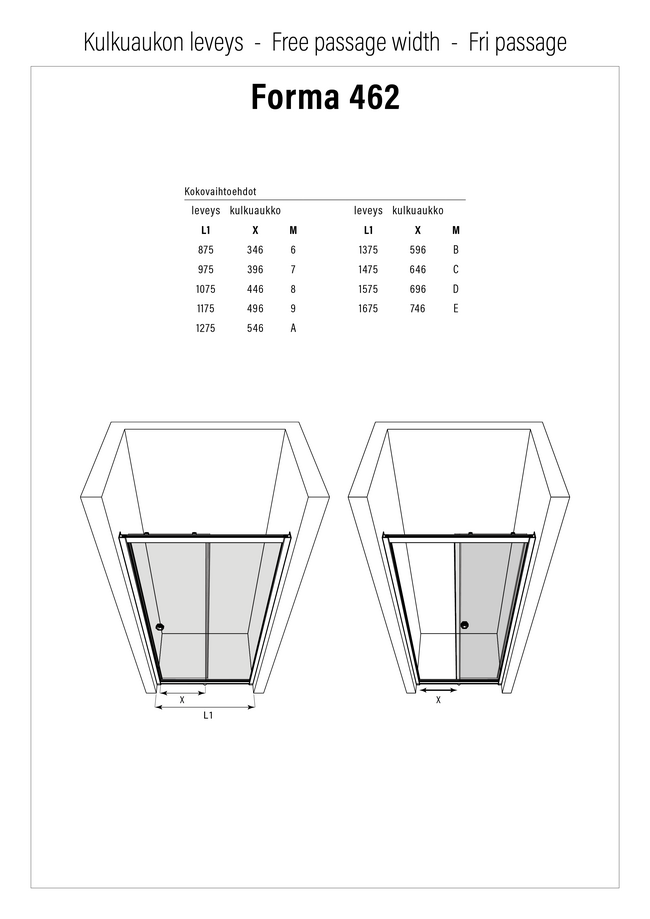 Free passage width - Forma 462