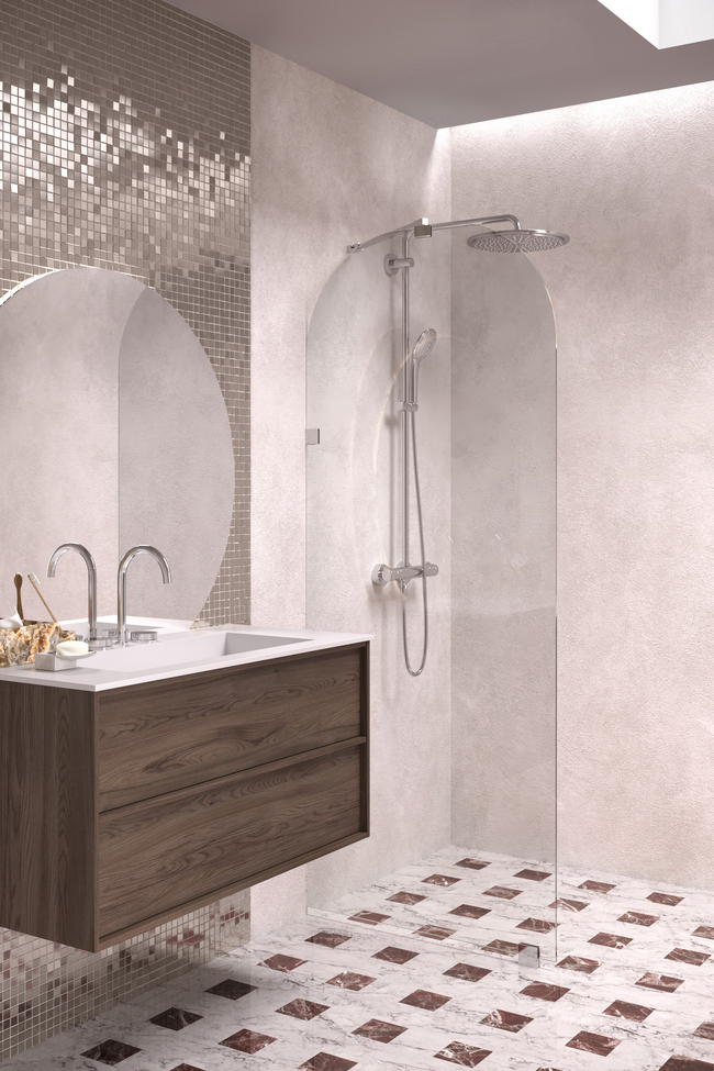 Arched fixed shower screen Vetro 509