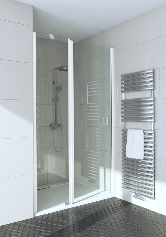 Vändbar duschdörr med fast del och magnetlåsning Fenic 337 (314+319)