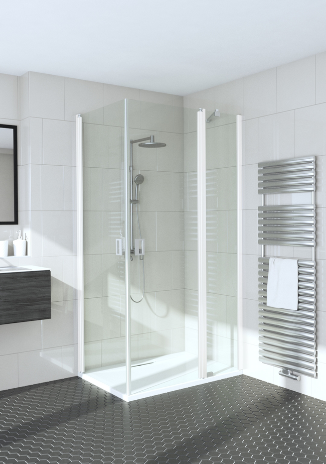 Shower enclosure with hinged doors one of which has a fixed part Fenic 359 (312x314)
