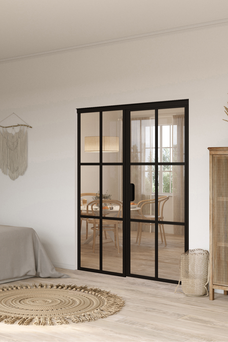 Glass wall with fixed panel on handle side Bläk 783 Paris