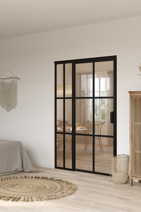 Glass wall with fixed panel on hinge side Bläk 799 Paris