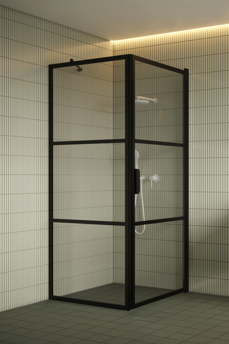 Shower enclosure with a fixed wall and hinged door Bläk 760 Tokyo
