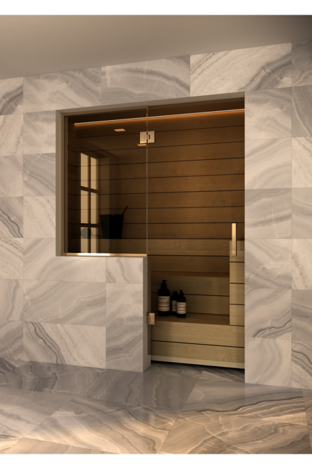 Sauna glass wall with window on hinge side Vetro S54