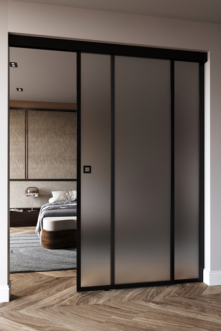 Sliding door with soft closing mechanism and fixed wall Inne C5N New York