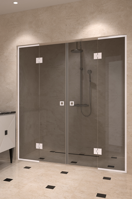 Alcove fitting with a hinged double door with framed fixed parts Vetro 554