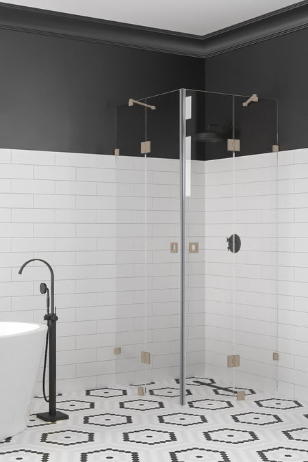 Shower enclosure with hinged doors with fixed parts Vetro 548 (514x514)