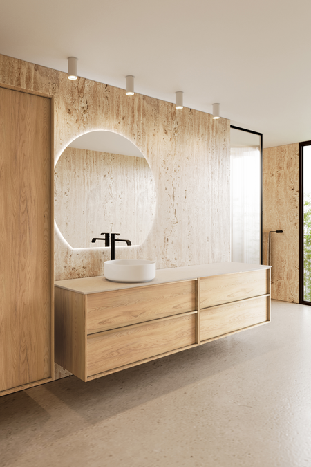 Double cabinet with round countertop basin Casa H09