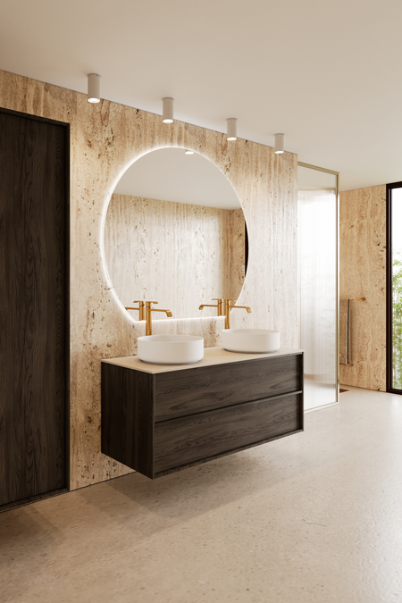 Cabinet with two round countertop basins Casa H10