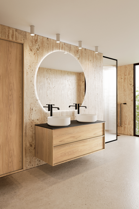 Cabinet with two round countertop basins Casa H10