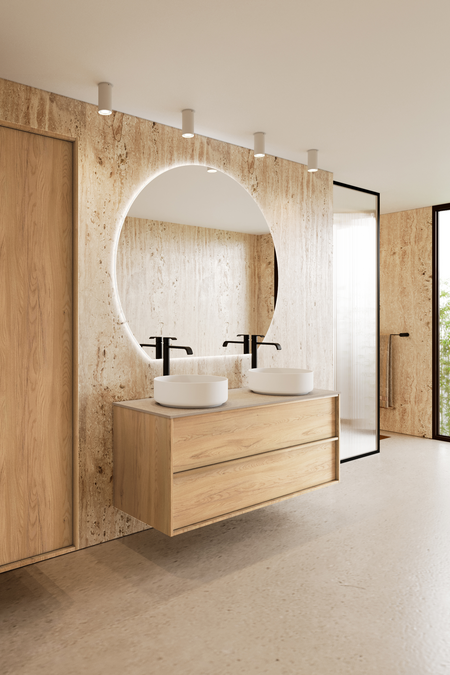 Cabinet with two round countertop basins Casa H10