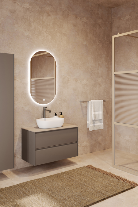 Cabinet with oval countertop basin Luna L12