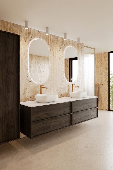 Tupla-allaskaluste kahdella ovaalilla malja-altaalla Casa H15