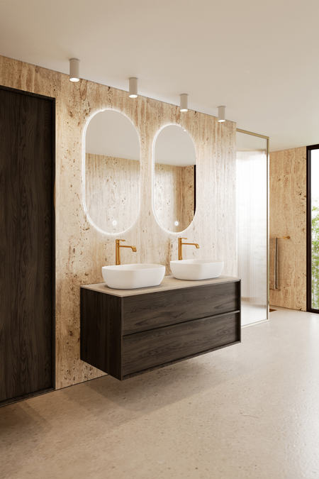 Cabinet with two oval countertop basins Casa H14