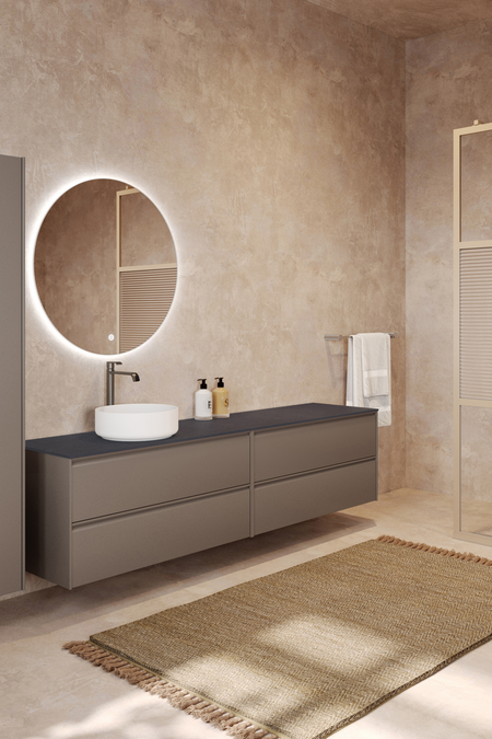 Double cabinet with round countertop basin Luna L09