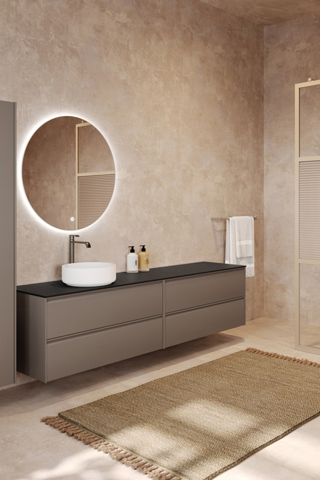 Double cabinet with round countertop basin Luna L09