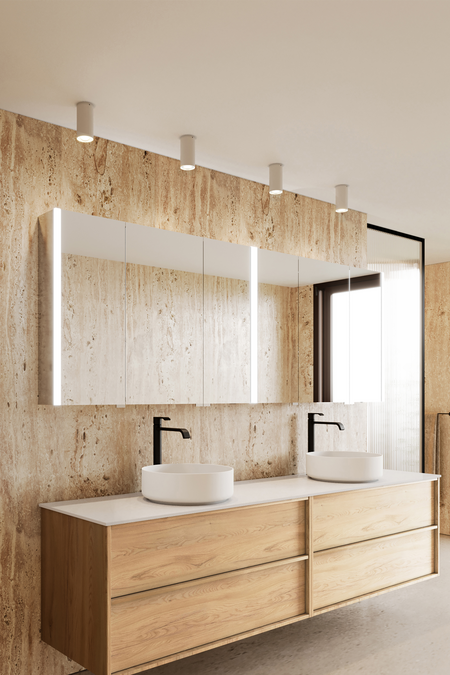 Six door mirror cabinet with surface lighting Modena Q04