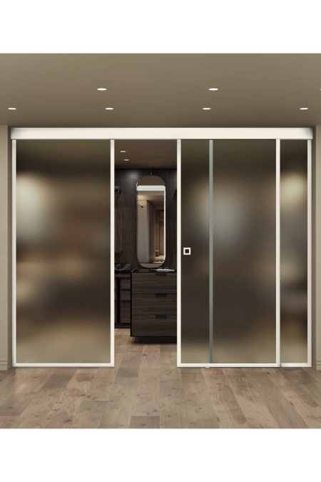 Parskjutdörr med soft closing-mekanism och två fasta paneler Inne C3N New York