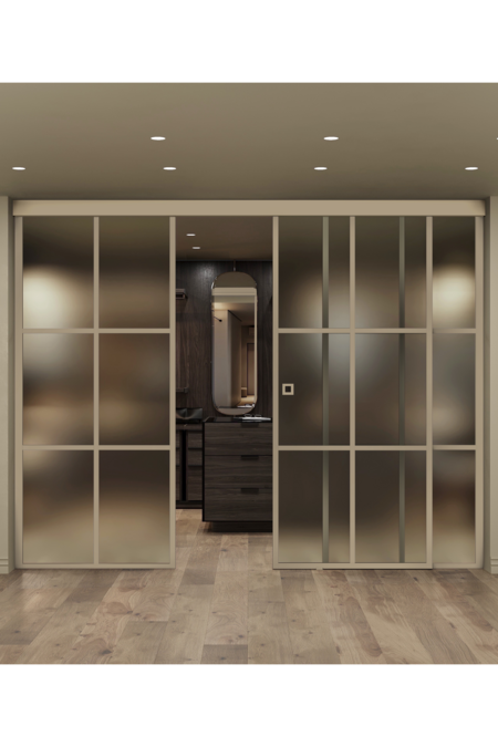Sliding door with soft closing mechanism and 2 fixed walls Inne C3P Paris