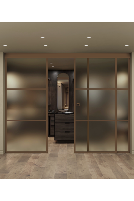 Dubbel skjutdörr med soft closing-mekanism och två fasta paneler Inne C3T Tokyo