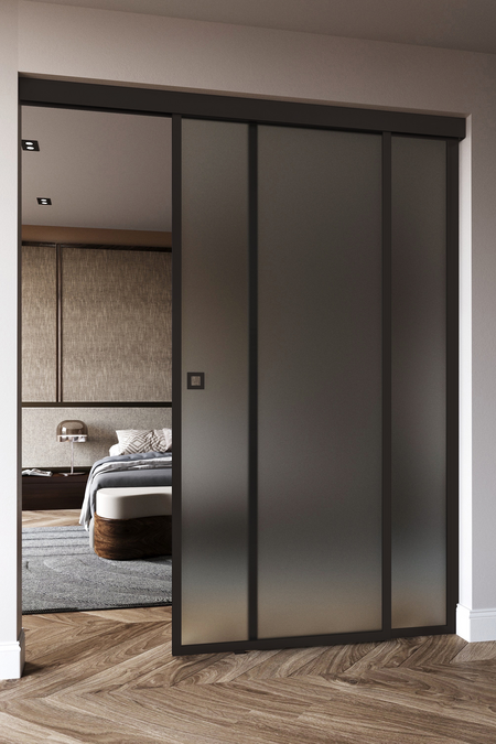 Sliding door with soft closing mechanism and fixed wall Inne C5N New York