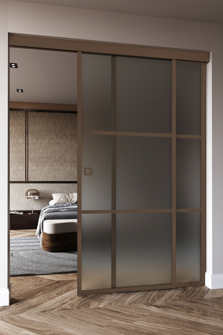 Sliding door with soft closing mechanism and fixed wall Inne C5T Tokyo