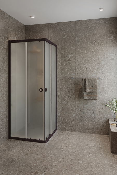 Shower enclosure with fixed walls and sliding doors Forma 431