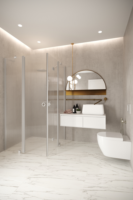 Shower enclosure with a hinged and a folding door with fixed parts Forma 380