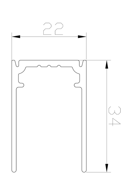 1877mm U-profile for fixed panel