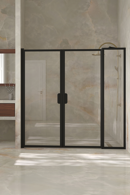 Alcove fitting with a hinged double door, one of which has a fixed part Bläk 743 New York