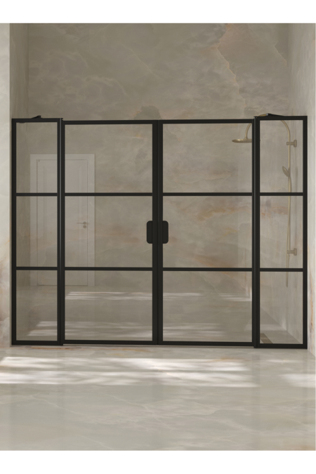 Alcove fitting with a hinged double door with fixed parts Bläk 749 Tokyo