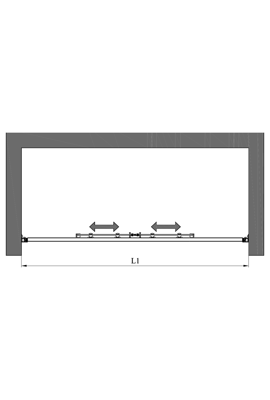 2d Alcove fixture with fixed walls and sliding double doors Glisse 454