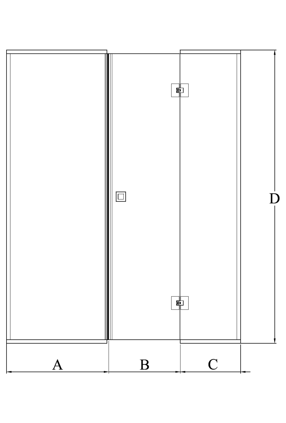 2d Alcove fitting with a framed fixed wall and hinged door which has a fixed part Vetro 551
